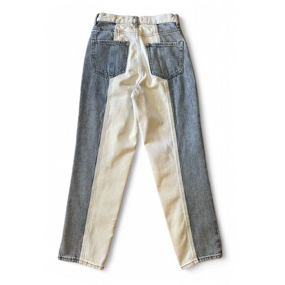 Pacsun Women's Mom Jeans Sz.26 Two Tone Cut and Sew Frayed High Rise Tapered - Picture 3 of 11